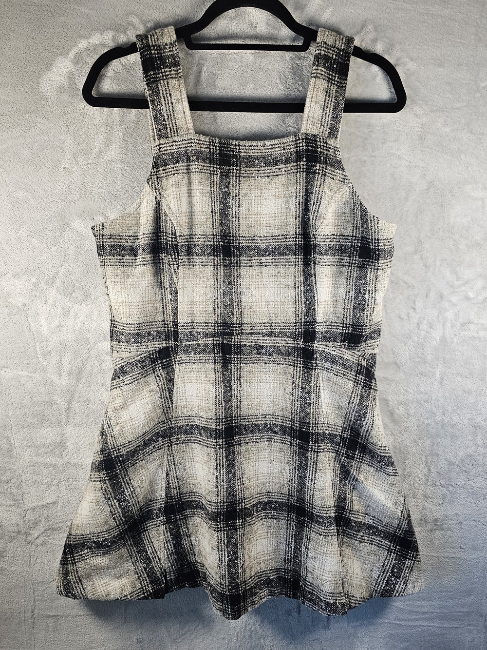 Anthropologie Sz. 10 Plaid Romper Built-In Shorts Neutral Minimalist Cottagecore